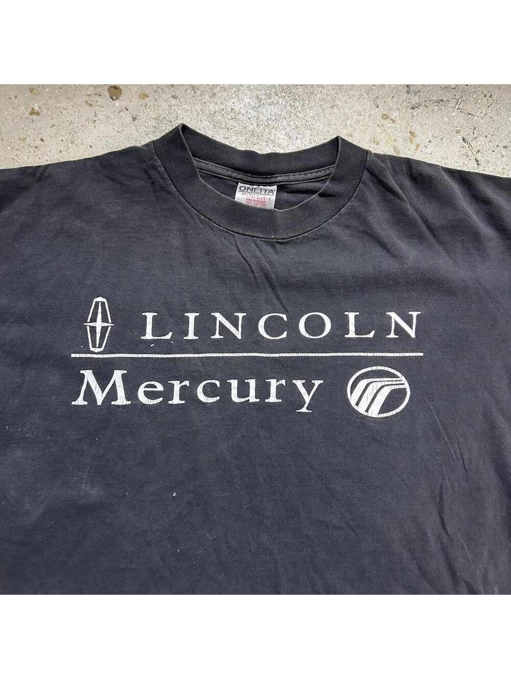 Vintage 90s Lincoln X Mercury faded black promo tee shirt on oneita tag
